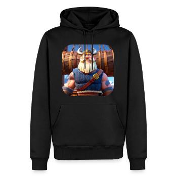 Niedliches Wikinger im Comic Style - Männer Premium Bio Hoodie - Schwarz - Vorne - Nico (187cm)
