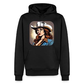 Fille de l’Ouest cool - Sweat à capuche Premium bio Homme - noir - Devant - Nico (187cm)