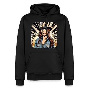 Fille de l’Ouest cool - Sweat à capuche Premium bio Homme - noir - Devant - Nico (187cm)
