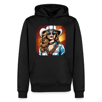 Fille de l’Ouest cool - Sweat à capuche Premium bio Homme - noir - Devant - Nico (187cm)