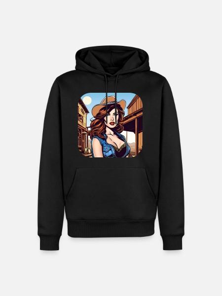 Cool Western Girl - Men’s Premium Organic Hoodie - black