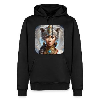 Chaman animal mystique - Sweat à capuche Premium bio Homme - noir - Devant - Nico (187cm)