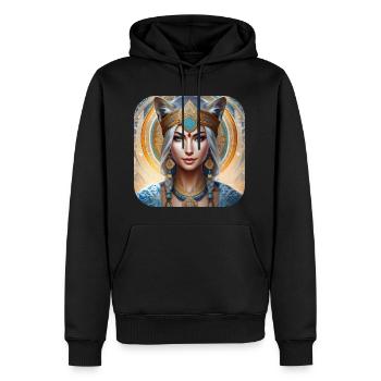 Chaman animal mystique - Sweat à capuche Premium bio Homme - noir - Devant - Nico (187cm)