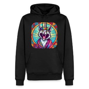 Verrückte Einhorn Katze - Männer Premium Bio Hoodie - Schwarz - Vorne - Nico (187cm)