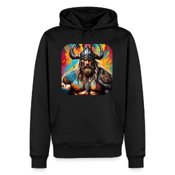 Proud Viking Warrior Germanic - Men’s Premium Organic Hoodie - black - Front - Nico (187cm)