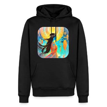Mystische Fantasy Schamanin Zauberin - Männer Premium Bio Hoodie - Schwarz - Vorne - Nico (187cm)