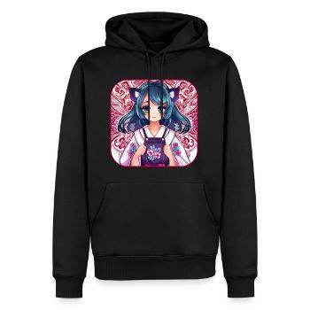Jolie fille d’anime - Sweat à capuche Premium bio Homme - noir - Devant - Nico (187cm)