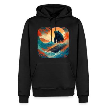 Stolzer Bär im Retro Style - Männer Premium Bio Hoodie - Schwarz - Vorne - Nico (187cm)