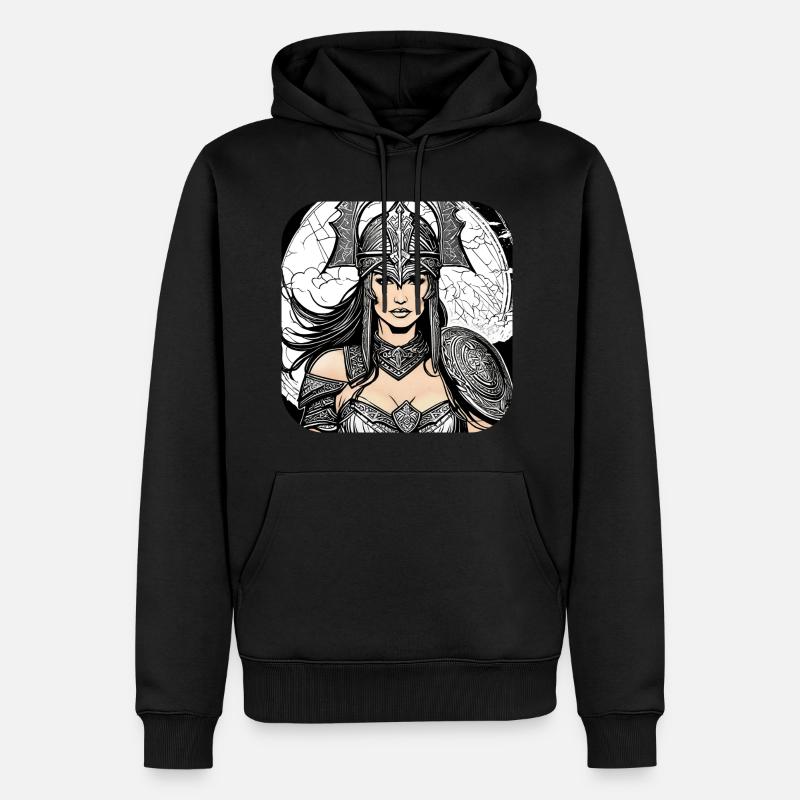 Stolze Wikingerin Germanin Schildmaid - Männer Premium Bio Hoodie - Schwarz