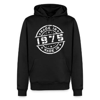Geburtsjahr Geburtstag Born In - Made in 1975 - Männer Premium Bio Hoodie - Schwarz - Vorne - Nico (187cm)