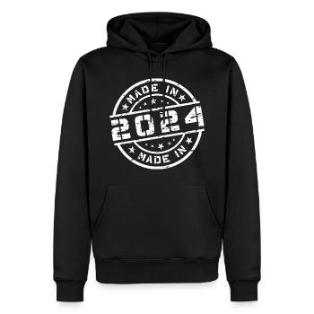 Geburtsjahr Geburtstag Born In - Made in 2024 - Männer Premium Bio Hoodie - Schwarz - Vorne - Nico (187cm)