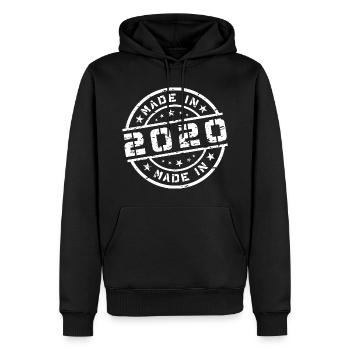 Année de naissance Anniversaire Né en - Fabriqué en 2020 - Sweat à capuche Premium bio Homme - noir - Devant - Nico (187cm)