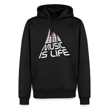 music is life 3d I DE - Männer Premium Bio Hoodie - Schwarz - Vorne - Nico (187cm)
