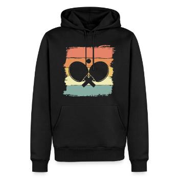 Tennis de table rétro vintage - Sweat à capuche Premium bio Homme - noir - Devant - Nico (187cm)