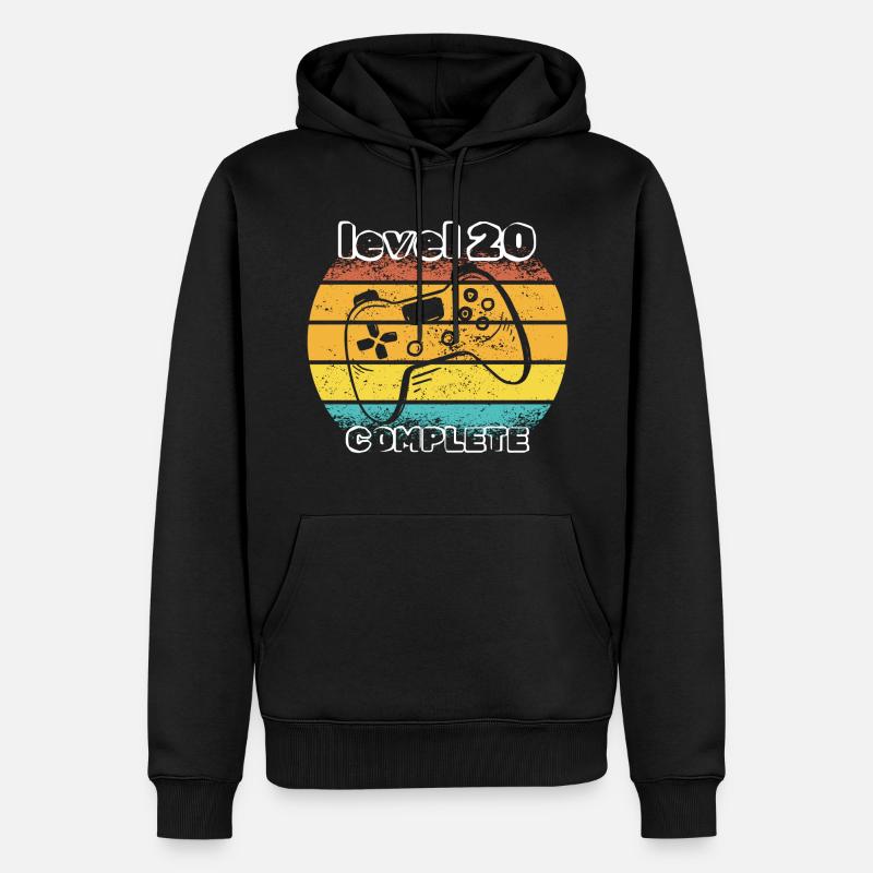 level 20 complete - Sweat à capuche Premium bio Homme - noir