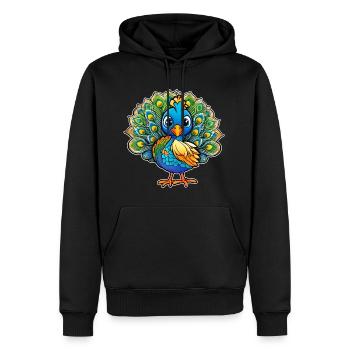 Cute Peacock III - Men’s Premium Organic Hoodie - black - Front - Nico (187cm)