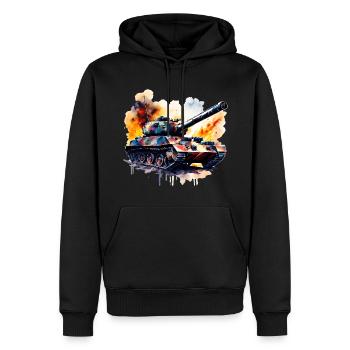 Militär Panzer in Wasserfarben Aquarell ein Panzer - Männer Premium Bio Hoodie - Schwarz - Vorne - Nico (187cm)