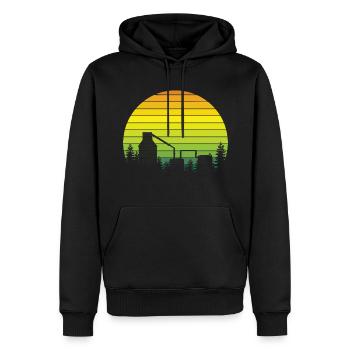 Distillery Forest Sunset Natur Geschenkidee - Männer Premium Bio Hoodie - Schwarz - Vorne - Nico (187cm)