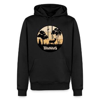 Taunus - Männer Premium Bio Hoodie - Schwarz - Vorne - Nico (187cm)