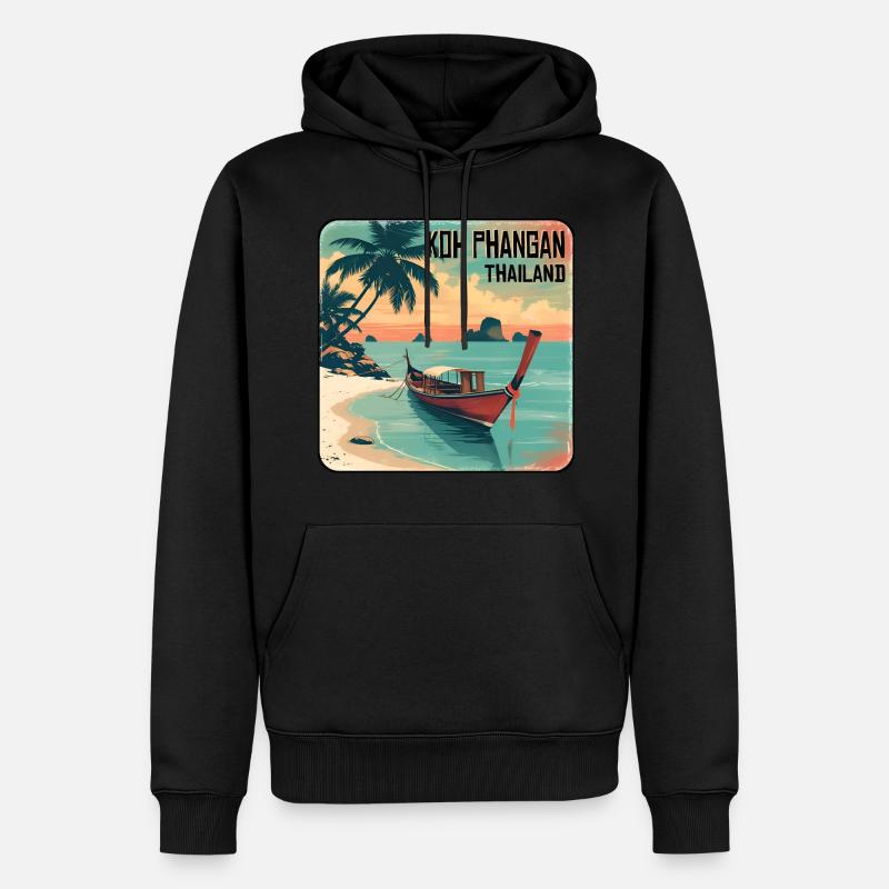 Koh Phangan, Thaïlande - Sweat à capuche Premium bio Homme - noir