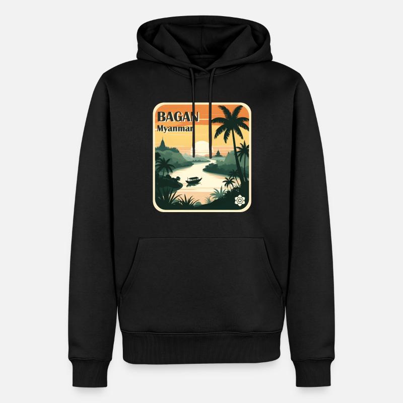 Bagan Myanmar - Männer Premium Bio Hoodie - Schwarz