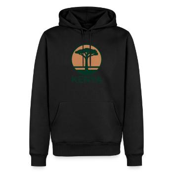 Arbre du Kenya Rond - Sweat à capuche Premium bio Homme - noir - Devant - Nico (187cm)
