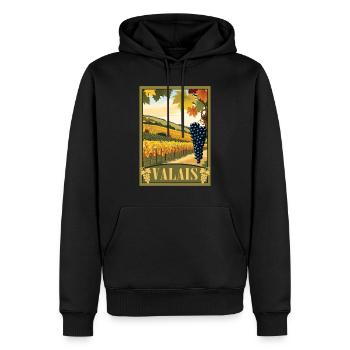 Wallis Valais Weinberg - Männer Premium Bio Hoodie - Schwarz - Vorne - Nico (187cm)