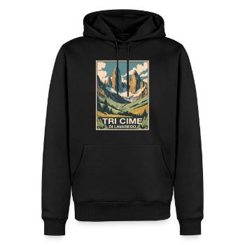 Tri Cime Dolomiten - Männer Premium Bio Hoodie - Schwarz - Vorne - Nico (187cm)