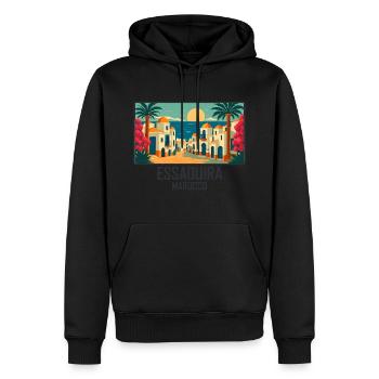 Essaouira, Maroc - Sweat à capuche Premium bio Homme - noir - Devant - Nico (187cm)