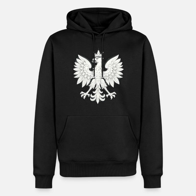 Pologne Polska Aigle drapeau blanc Drapeau Cadeau - Sweat à capuche Premium bio Homme - noir
