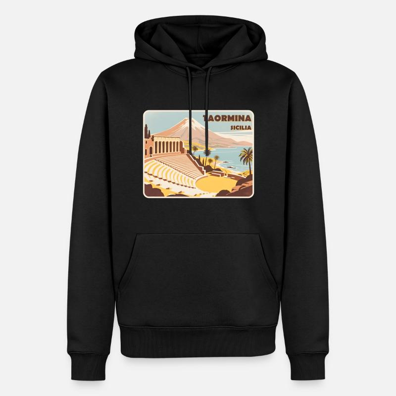 Taormina, Sicile - Sweat à capuche Premium bio Homme - noir