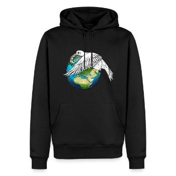The Dove of Peace Weeps and Holds the Earth - Men’s Premium Organic Hoodie - black - Front - Nico (187cm)