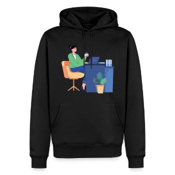 Femme au bureau - Sweat à capuche Premium bio Homme - noir - Devant - Nico (187cm)