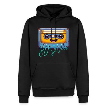 Années 80 - Sweat à capuche Premium bio Homme - noir - Devant - Nico (187cm)