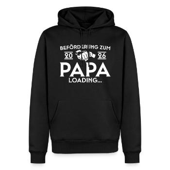 Papa 2026 loading - Vaterschaft - Männer Premium Bio Hoodie - Schwarz - Vorne - Nico (187cm)