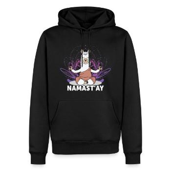 Lamaste - Lustiges Namaste Yoga Lama / Alpaka - Männer Premium Bio Hoodie - Schwarz - Vorne - Nico (187cm)