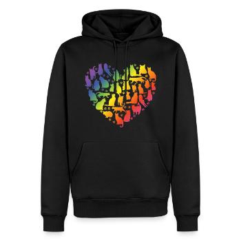 Cœur de chats - Arc-en-ciel - Sweat à capuche Premium bio Homme - noir - Devant - Nico (187cm)