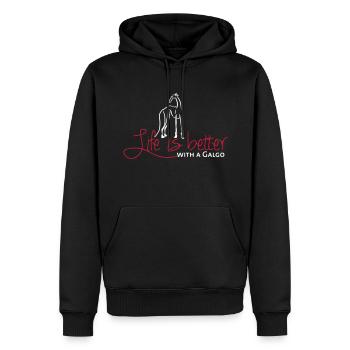 Life is better Galgo - Männer Premium Bio Hoodie - Schwarz - Vorne - Nico (187cm)