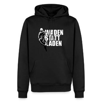 Waden statt laden Mountainbike Anti E-Bike - Männer Premium Bio Hoodie - Schwarz - Vorne - Nico (187cm)
