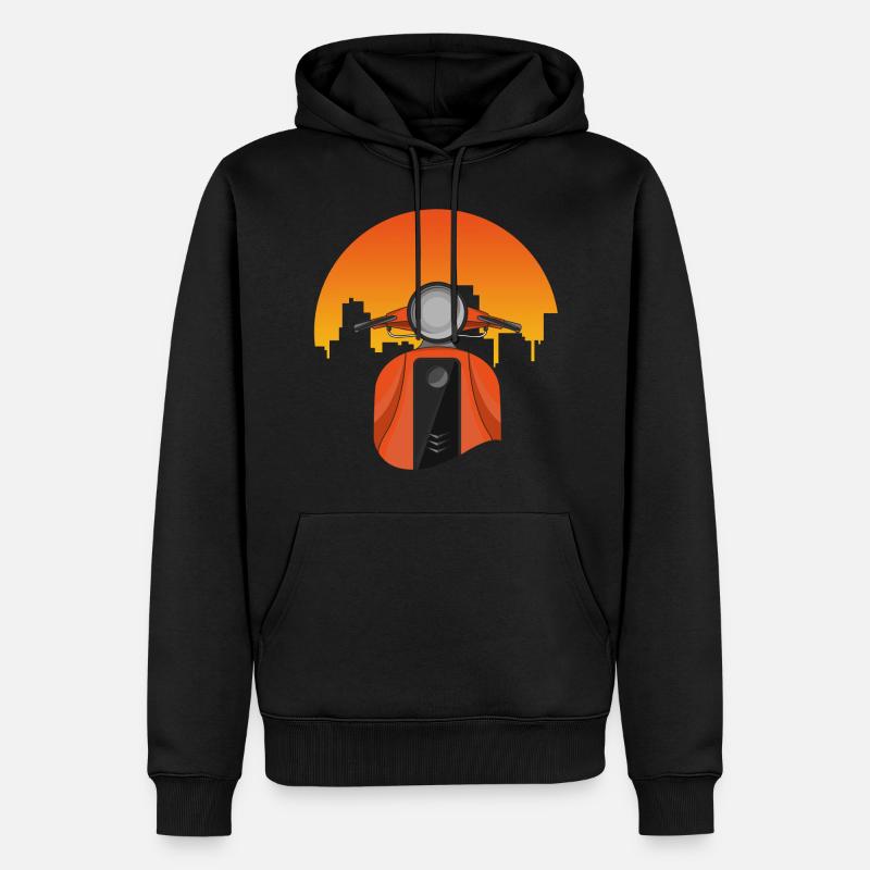 Moped mit Häuser - Männer Premium Bio Hoodie - Schwarz