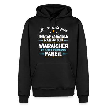 Maraîcher parfait, idée cadeau, maraîchage, bio - Sweat à capuche Premium bio Homme - noir - Devant - Nico (187cm)