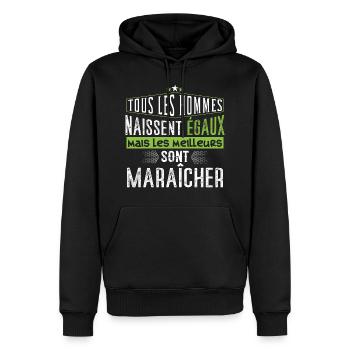 Maraîcher parfait, idée cadeau, maraîchage, bio - Sweat à capuche Premium bio Homme - noir - Devant - Nico (187cm)