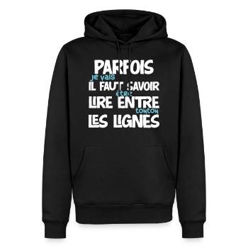 Futur tonton annonce naissance idée cadeau oncle - Sweat à capuche Premium bio Homme - noir - Devant - Nico (187cm)