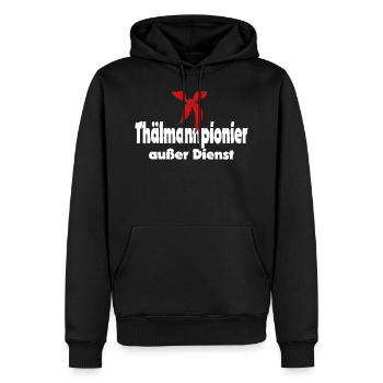 Thälmannpionier außer Dienst - Männer Premium Bio Hoodie - Schwarz - Vorne - Nico (187cm)