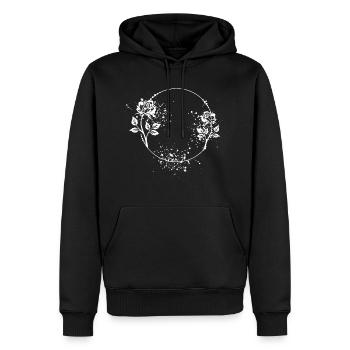 Cadre rose rond avec taches de couleur - Sweat à capuche Premium bio Homme - noir - Devant - Nico (187cm)