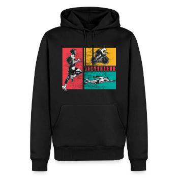 Triathlon Rennen - Männer Premium Bio Hoodie - Schwarz - Vorne - Nico (187cm)