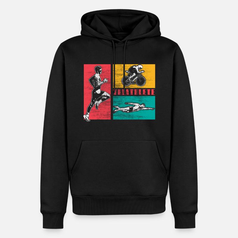 Courses de triathlon - Sweat à capuche Premium bio Homme - noir