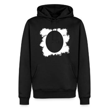 Fond blanc avec décoration de forme ovale - Sweat à capuche Premium bio Homme - noir - Devant - Nico (187cm)