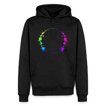 Colorful frame with flowers - Men’s Premium Organic Hoodie - black - Front - Nico (187cm)