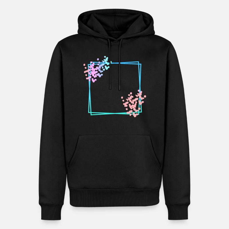 Blue square frame with dots - Men’s Premium Organic Hoodie - black
